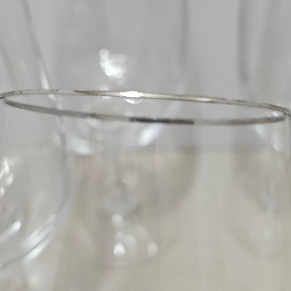 6 Fostoria Announcement Platinum Water Glasses 7.25" silver rim 1970s - Picture 8 of 8